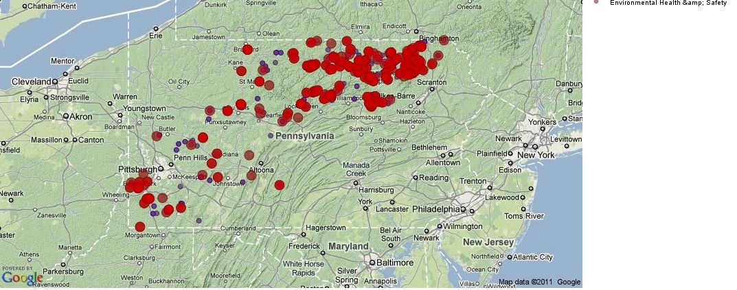 Violations Jan-Sept 2011 PA (EHS highlighted with red dots)