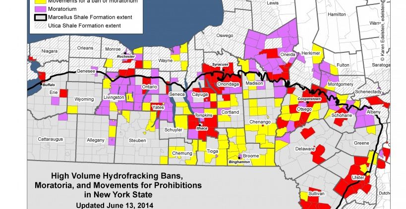 There are strong public opinions in some cases related to drilling. This map shows municipal movements in New York State against unconventional drilling (as of 06/13/2014)