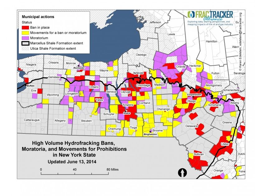 There are strong public opinions in some cases related to drilling. This map shows municipal movements in New York State against unconventional drilling (as of 06/13/2014)