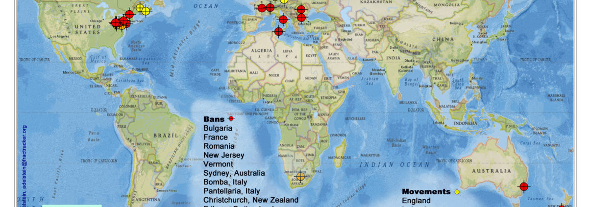 Global bans, moratoria, and movements regarding hydraulic fracturing for natural gas