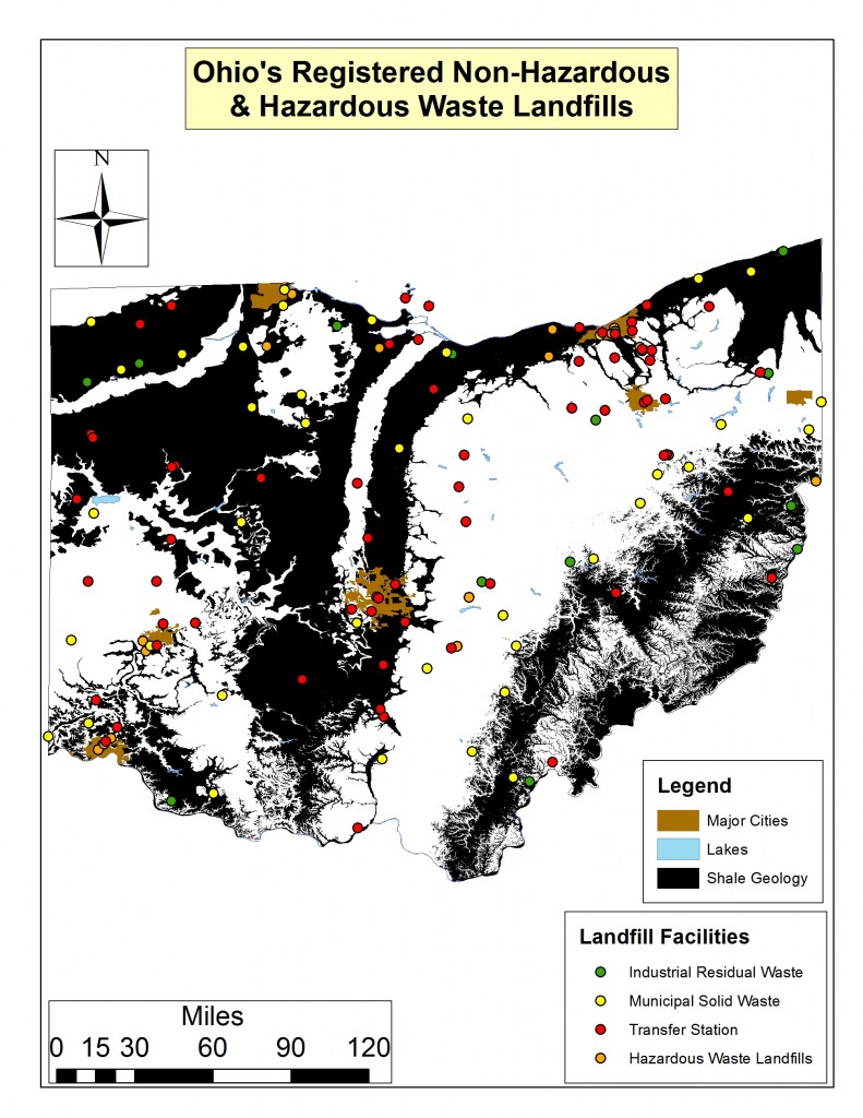 Figure 1. Ohio’s Registered NonHazardous & Hazardous Waste Landfills