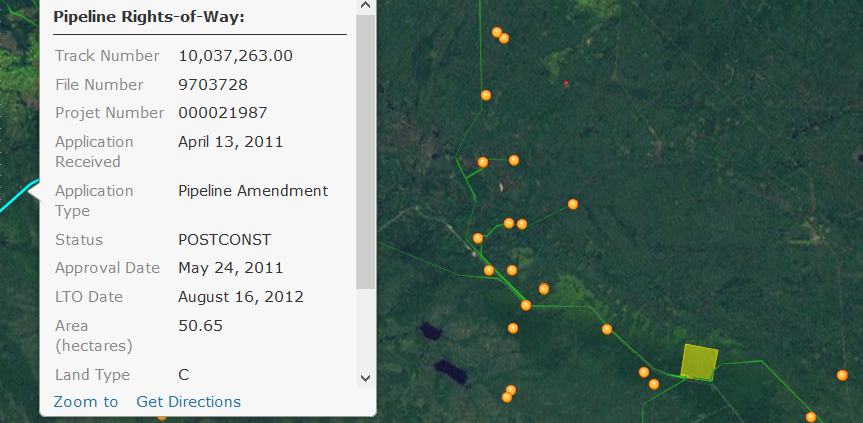 Well and pipeline data in British Columbia