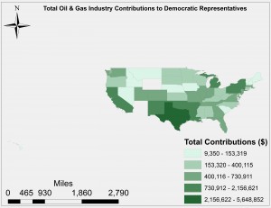 Total Oil & Gas Industry Contributions to Democratic Representatives