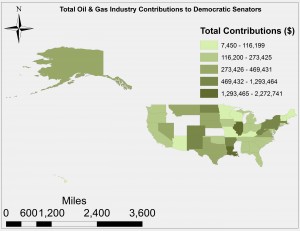 Total Oil & Gas Industry Contributions to Democratic Senators