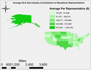 Average Oil & Gas Industry Contributions to Republican Representatives