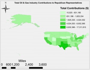 Total Oil & Gas Industry Contributions to Republican Representatives