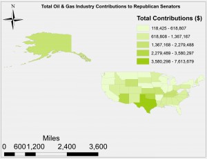 Total Oil & Gas Industry Contributions to Republican Senators