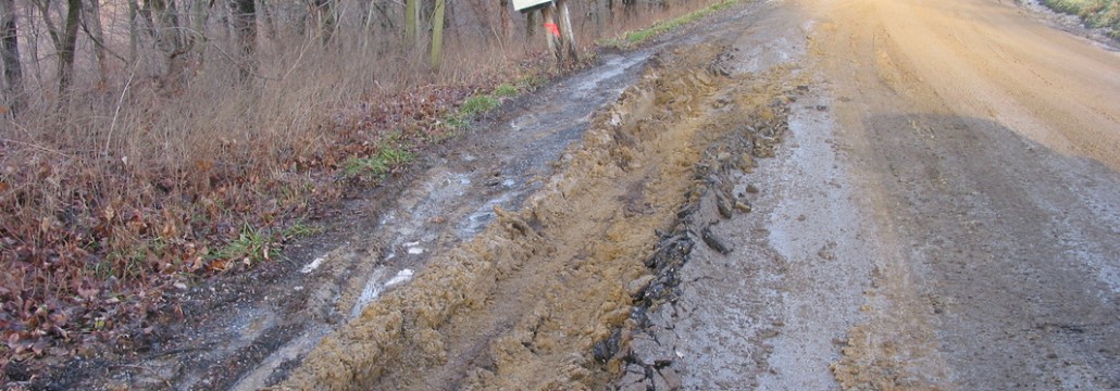 Roadway degradation from truck traffic. Wetzel County Action Group photo, copyright of Ed Wade, Jr.