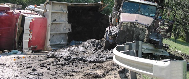 Truck accident and spill in WV. Wetzel County Action Group photo, copyright of Ed Wade, Jr.