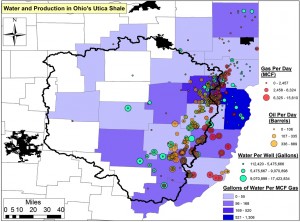 Water and production (Mcf and barrels of oil per day) in OH’s Utica Shale – Average Water Usage Per Unit of Gas Produced (Gallons of Water Per MCF of Gas)