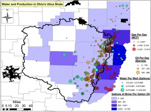 Water and production (Mcf and barrels of oil per day) in OH’s Utica Shale – Average Brine Production Per Unit of Oil Produced (Gallons of Brine Per Gallon of Oil)