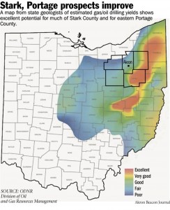 ODNR projection map of potential Utica productivity from Spring, 2012