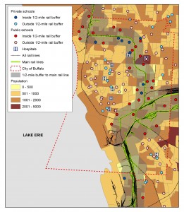 Buffalo Rail Lines and Proximity to Schools