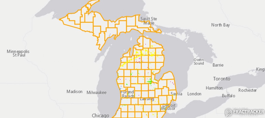 Map of oil and gas activity in Michigan