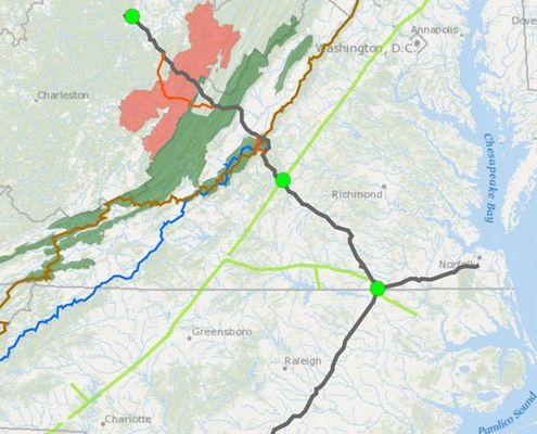 Proposed Atlantic Coast Pipeline route