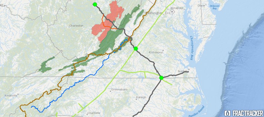 Proposed Atlantic Coast Pipeline route