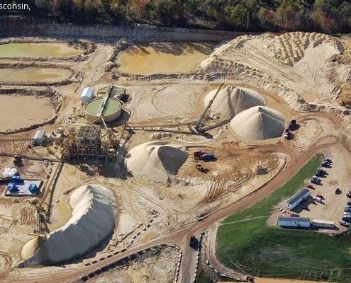 Bird’s eye view of a sand mine in Wisconsin. Photo by Ted Auch 2013.