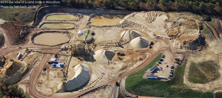 Bird’s eye view of a sand mine in Wisconsin. Photo by Ted Auch 2013.