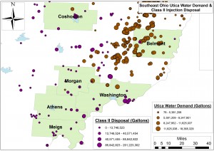 Primary Southeast Ohio Counties experiencing Utica Shale and Class II water stress