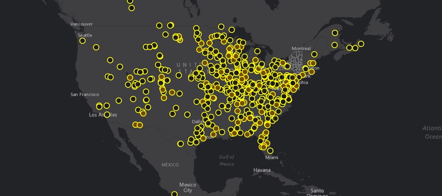 Coal fired power plants in North America