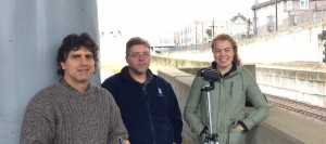 Brook Lenker, Matthew Kelso, and intern Gianna Calisto counting oil trains as they passed through Pittsburgh, PA