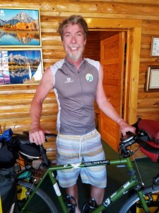 Dave Weyant at the start of his cross-country bike trip in support of WV tours