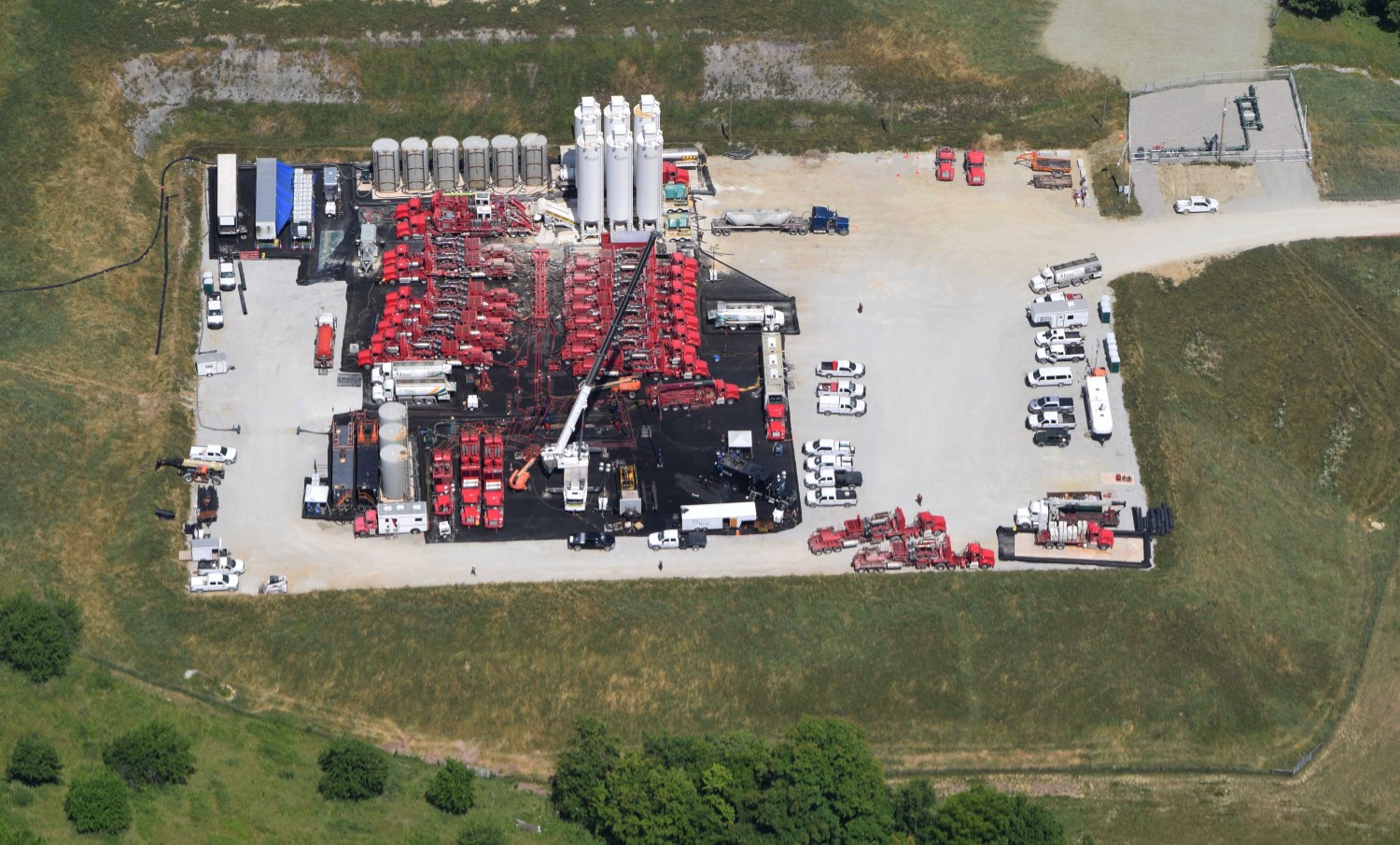 Hydraulic Fracturing "Fracking" at a wellpad outside Barnesville, Ohio