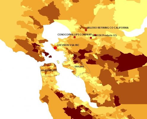 Bay Area Refineries and Mean Annual Income Across the Region