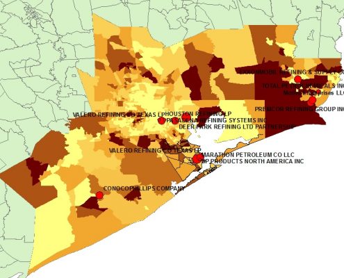 Houston Area Refineries and Mean Annual Income Across the Region