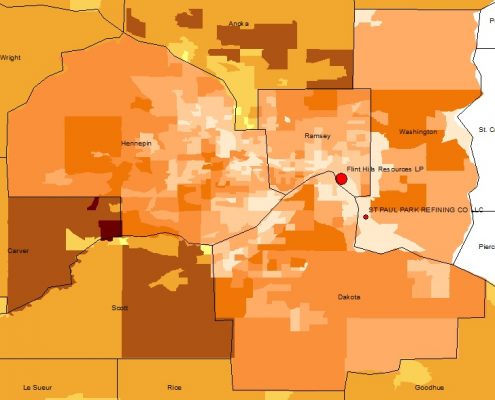 Twin Cities Refineries and Mean Annual Income Across the Region