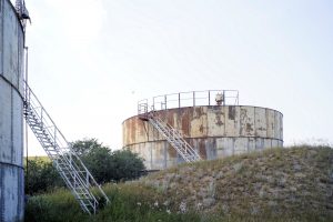 Outside view of storage tanks. Keene, ND. Photo by David Nix 2015