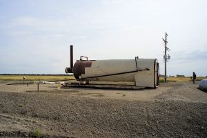 Heater treater located on a well pad near Antler, North Dakota. Heater treaters are used to separate oil-water emulsions before it is transported. Photo David Nix 2015