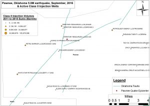 Pawnee, Oklahoma 5.8 magnitude earthquake, September, 2016 & Active Class II Injection Wells