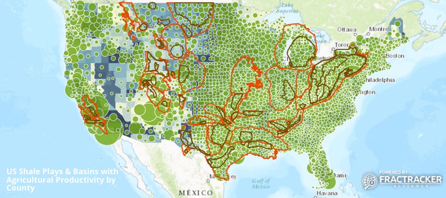 US Farms and Agricultural Production near Drilling