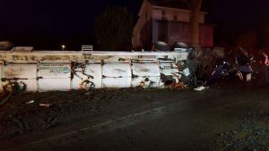 Brine tanker rollover near Barnesville, OH spilled 5,000 gal. of produced brine. Source: Barnesville, OH Fire Department 