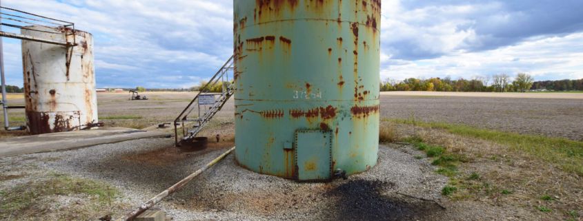 Pipe used to unload tanker trucks into Mosher class II well in Morrow County, OH. Source: Ted Auch, The FracTracker Alliance