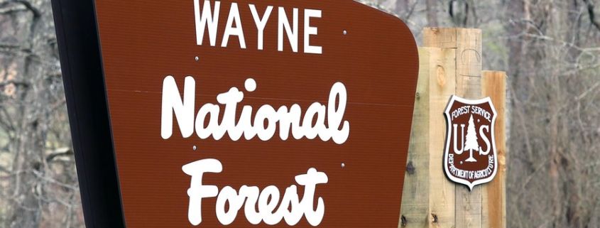Wayne National Forest sign for Keep Wayne Wild event