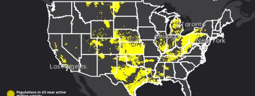 Populations in US near activity oil and gas drilling activity in 2016