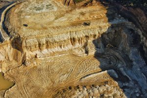 Western Wisconsin frac sand highwall mine and overburden.