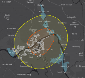 EJ Areas and Emergency Planning Zones around the Site