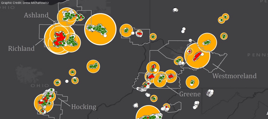 Underground Gas Storage map by Drew Michanowicz