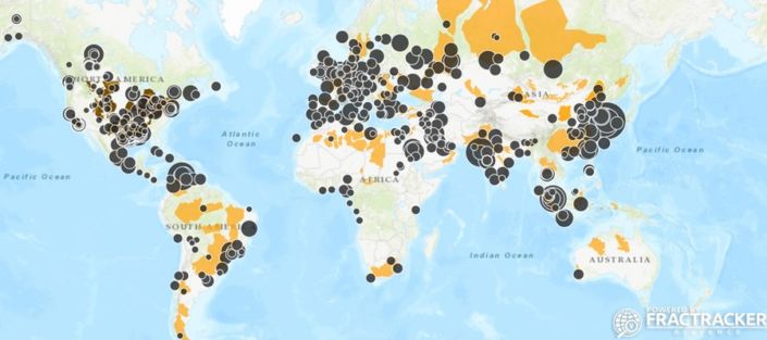 Global oil refineries map by FracTracker - Ted Auch