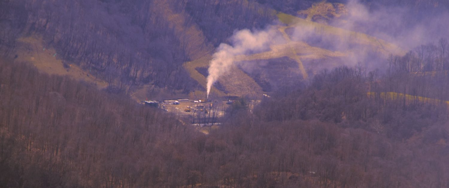 Photo of the XTO Energy well site and its current emissions after the explosion two weeks ago. Many are still waiting on answers as to why the well has yet to be capped.