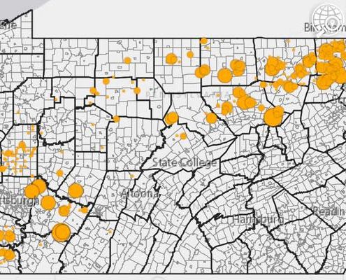 PA Well Pad Violations map