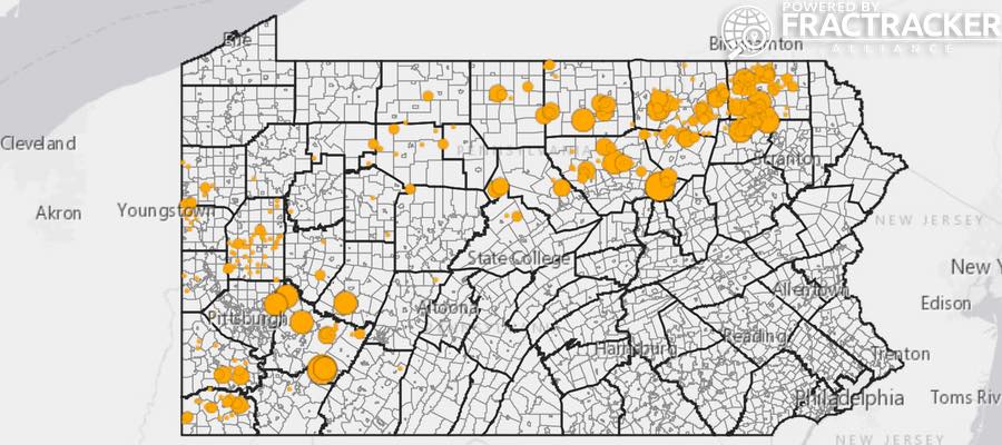 PA Well Pad Violations map