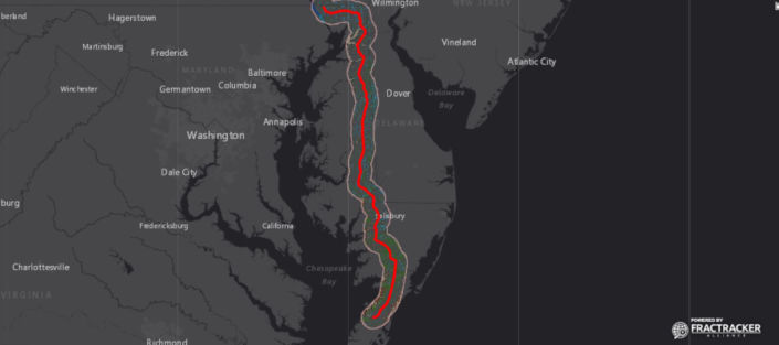 Delmarva Pipeline Feature The proposed route for the Delmarva Pipeline. Map courtesy of FracTracker Alliance.