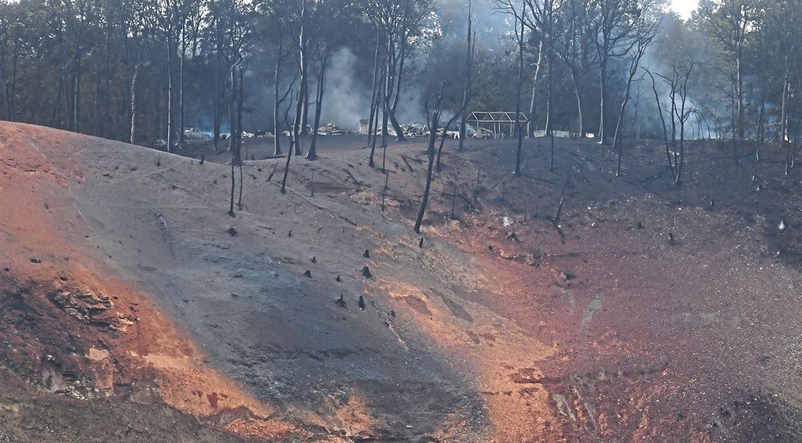 Burned hillside near Ivy Lane after the Revolution Pipeline Exploded