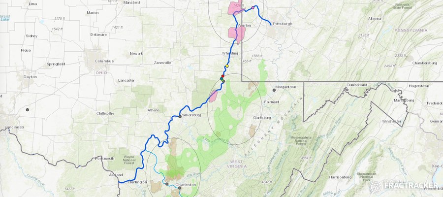 Appalachia storage hub prospects map by FracTracker