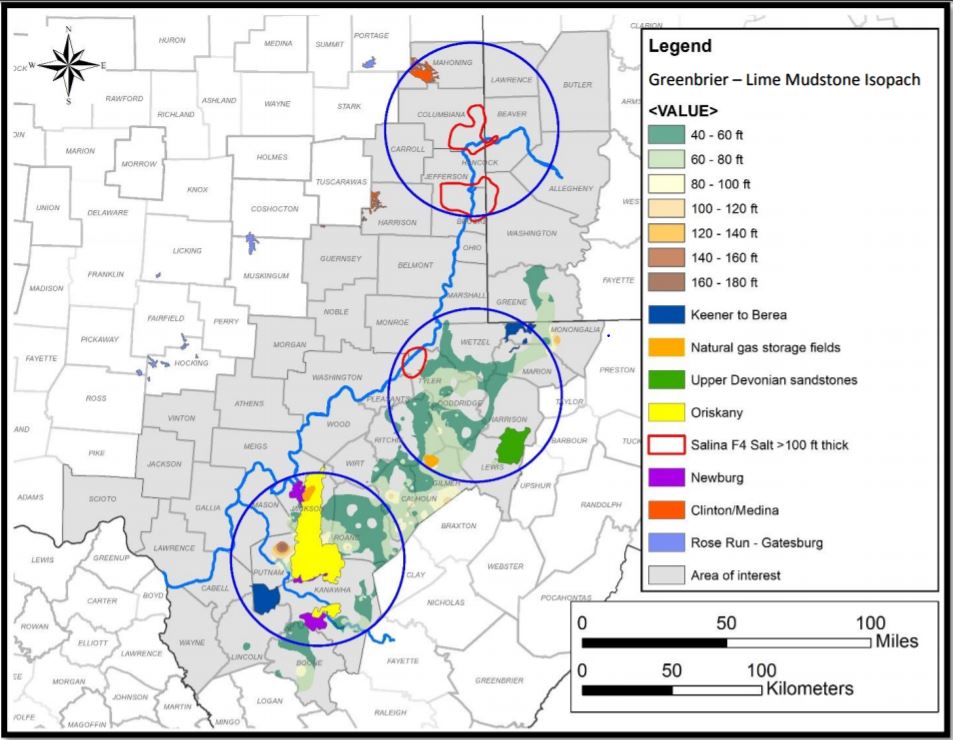 A map of storing natural gas liquids opportunities in the Ohio River Valley