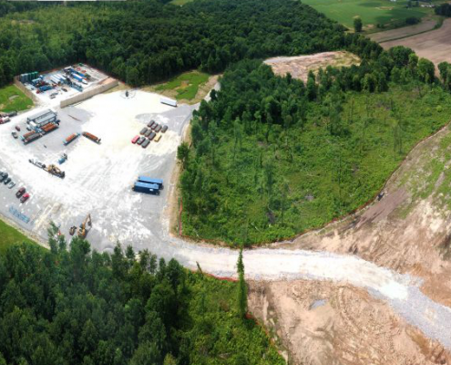 Overhead view of injection well